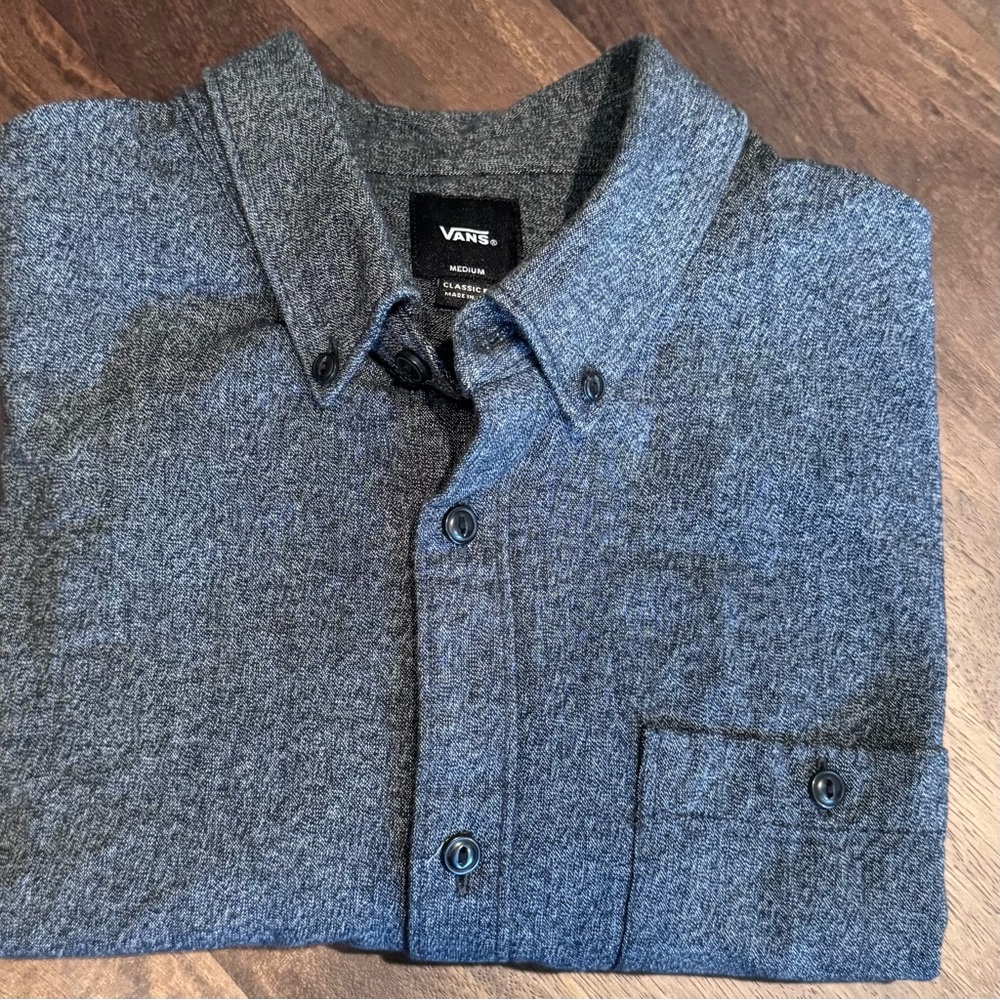 Vans Dark Gray Flannel Classic‎ Fit Shirt, Size Medium